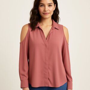 Forever 21 Plus Mauve Cold Shoulder Blouse 1X Cut Out Sleeve Top
